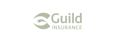 Logo of Guild Insurance, featuring a swirling symbol above the company name.