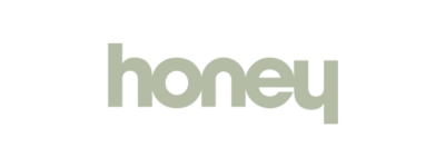 Logo of 'honey' in lowercase modern script, simple and sleek in design.