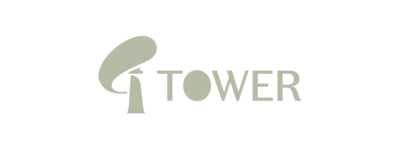 Logo of Tower Insurance, featuring the word 'TOWER' in uppercase letters with a stylized letter 'Q' resembling a keyhole in green.